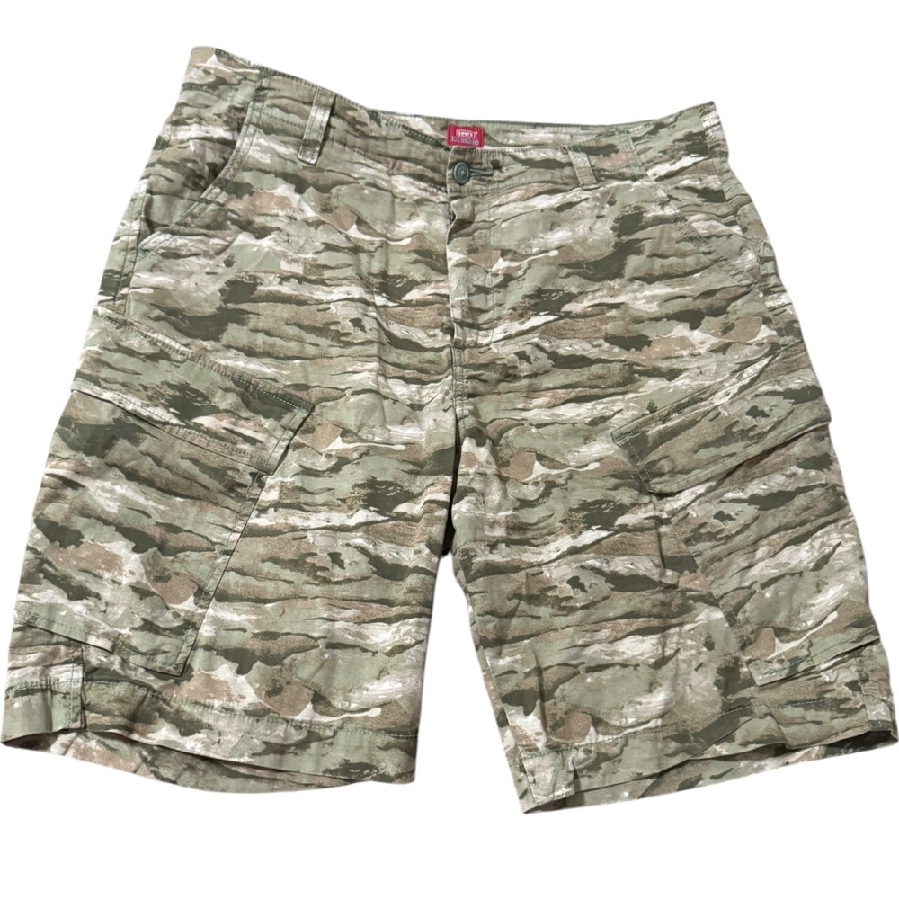 Levis XX Cargo Shorts Mens 34 Tiger Stripe Camo Green Stretch Cotton 54756-0007